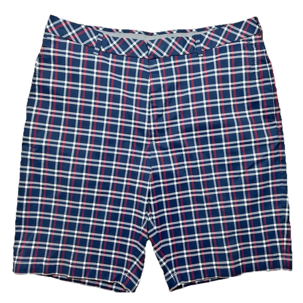 Walter Hagan Golf Shorts Men's Size 36 Blue Plaid Flat Front